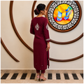 Rajvithi Women's Maroon A-Line Chikankari Kurta