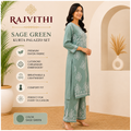 Rajvithi Women's Sage Green Lucknowi Chikankari Kurta Palazzo Set