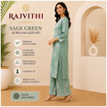 Rajvithi Women's Sage Green Lucknowi Chikankari Kurta Palazzo Set
